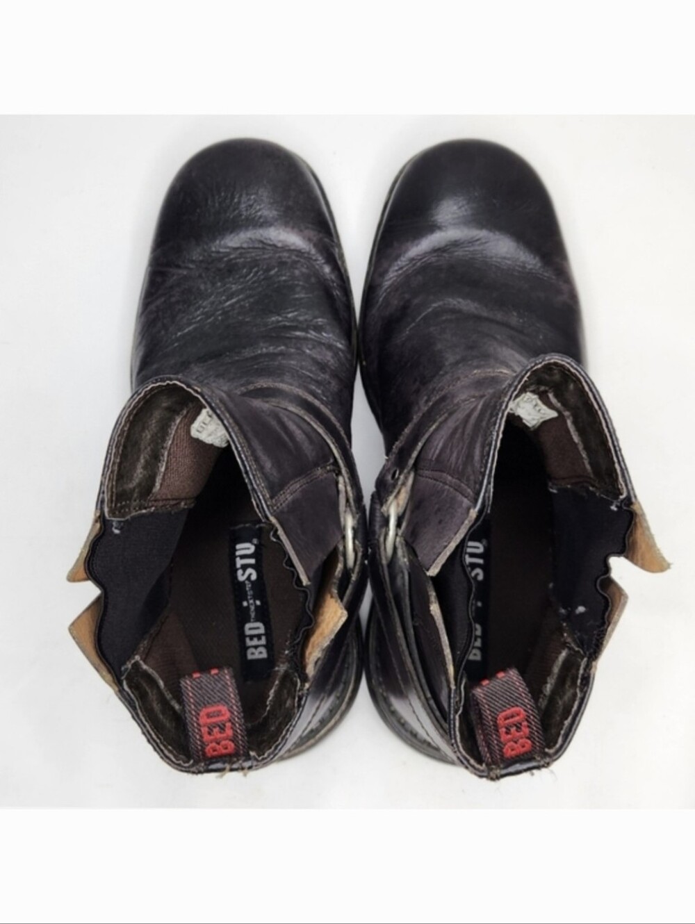 BED STU Harness Boots Mens 11 Ankle Moto Biker Distressed Leather Slip On Goth - Picture 5 of 12